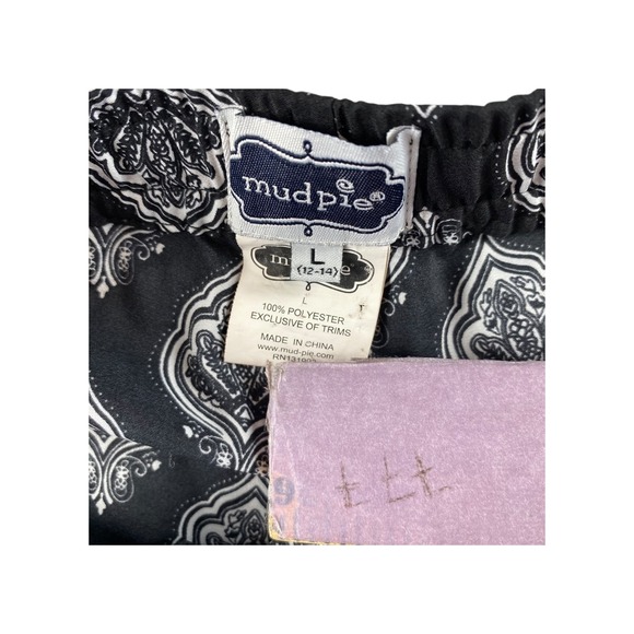 Mud Pie Paisley Wide Leg Palazzo Pants Black White L Elastic Waist - Picture 7 of 9